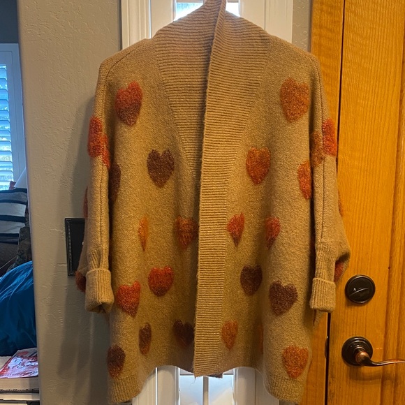 Anthropologie Boucle Heart Knit Kimono Cardigan Sweater (One Size) - Picture 3 of 6